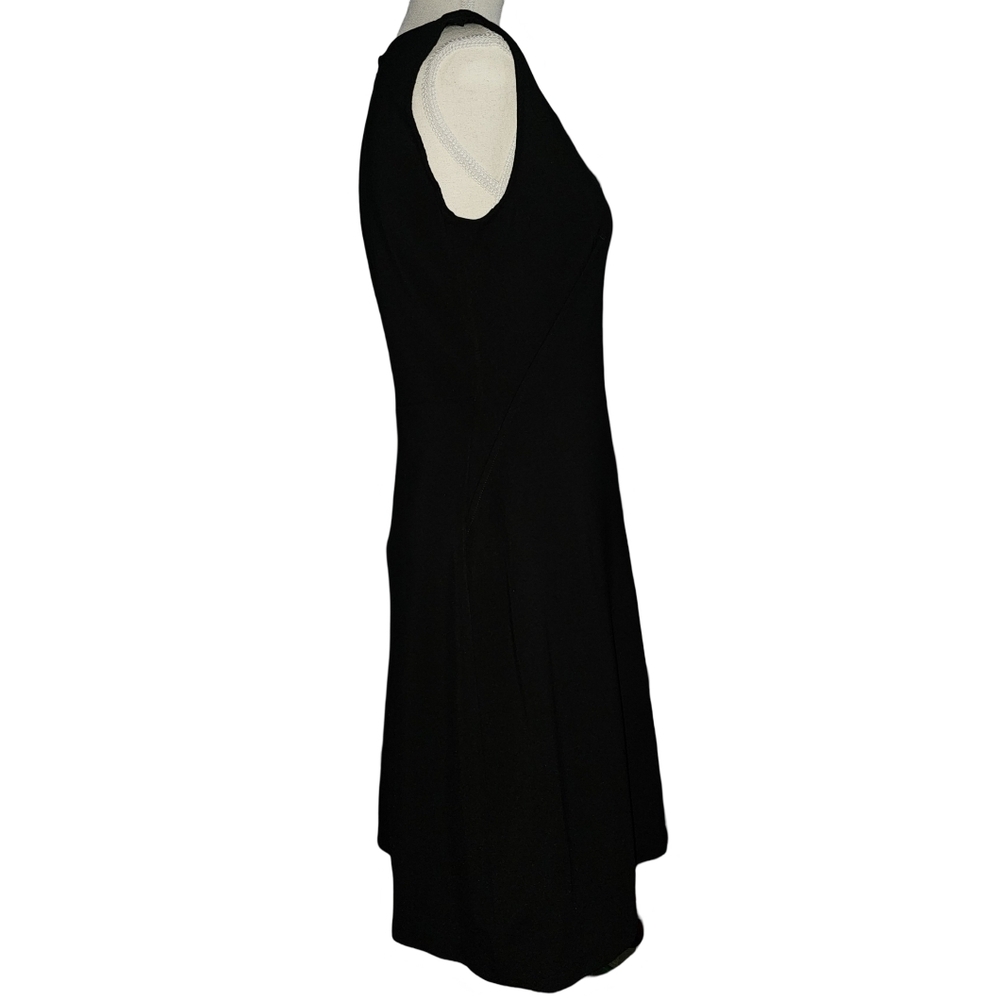Everlane Black Sleeveless V-Neck Fit & Flare Dress A-Line Stretch Classic Sz 6 - Picture 4 of 15